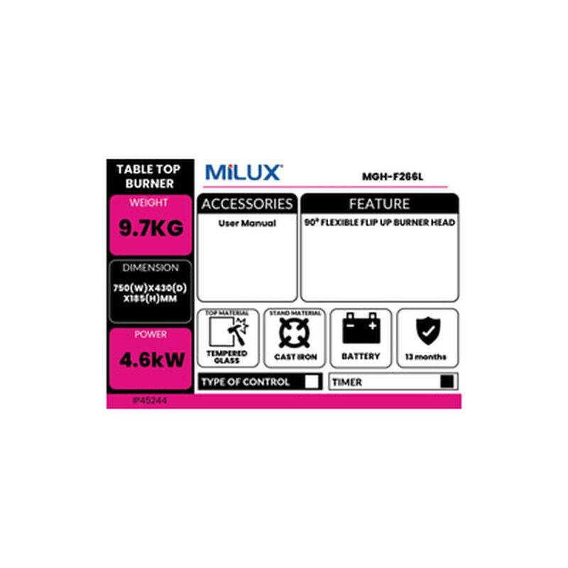 MILUX Built In Hob MGH-F266L-image 2