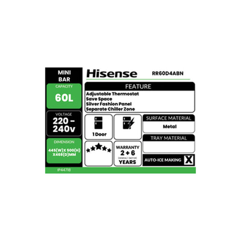 HISENSE Mini Bar Fridge 60l RR60D4ABN-image 8