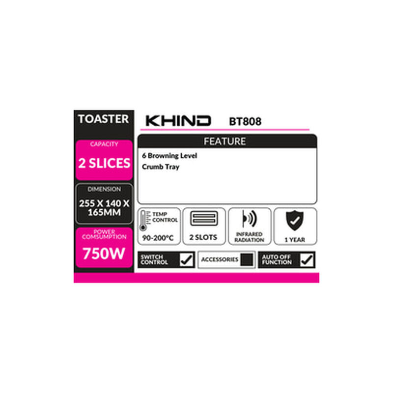 KHIND Toaster - 2 Slice BT808-image 5