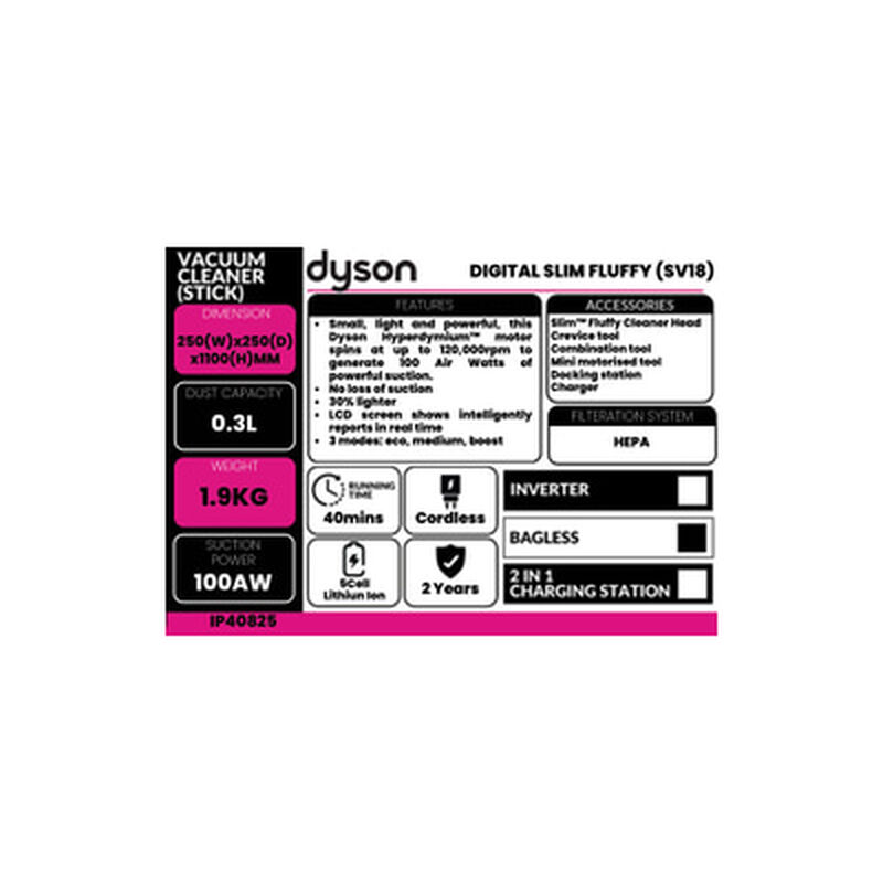DYSON Digital Slim Fluffy Sv18 Stick Vacuum 405867-01-image 7