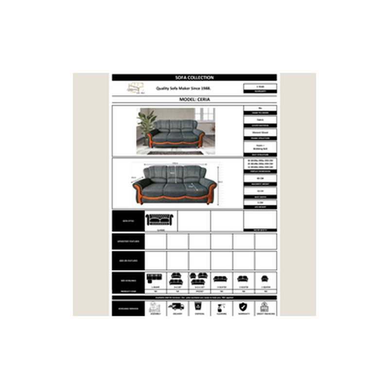 MARINA SOFA 3+2+1 Sofa Set Fabric Grey CERIA-image 2