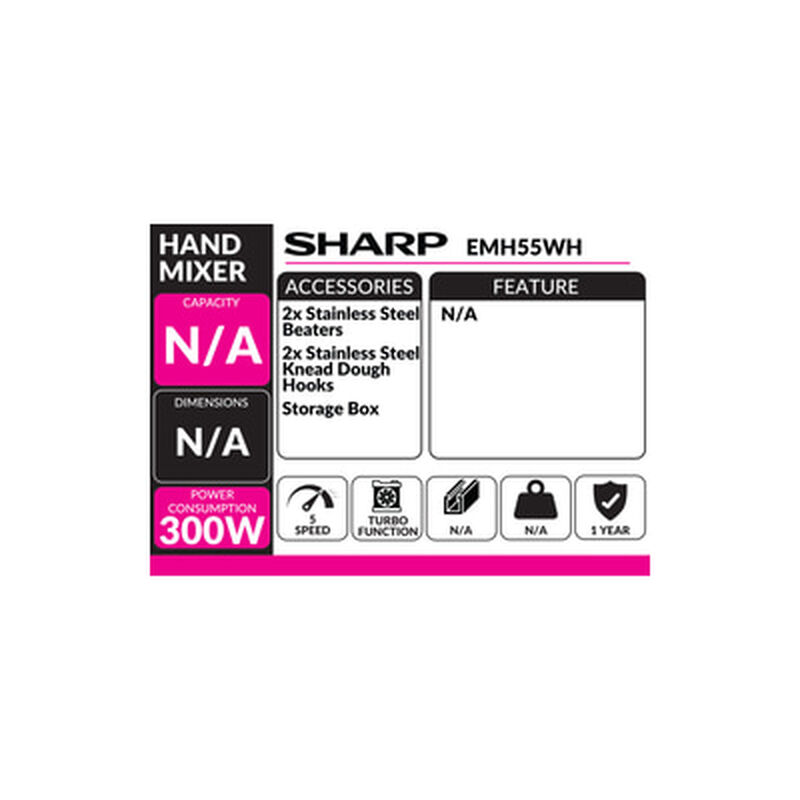 SHARP Hand Mixer EMH55WH-image 3
