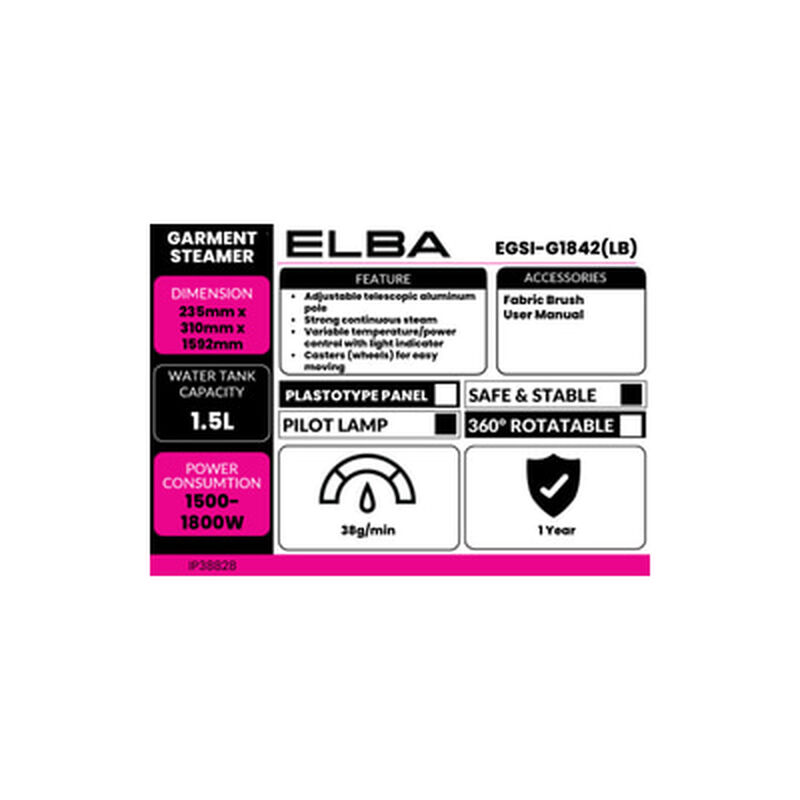 ELBA Garment Steamer EGSI-G1842(LB)-image 5