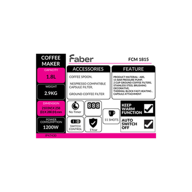 FABER Coffee Machine Retro -black FCM 1815-image 10
