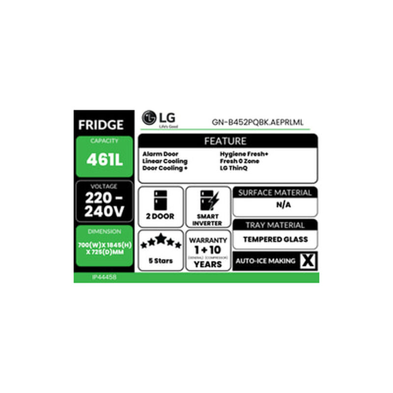 LG 2 Door Fridge 461l Matte Black GN-B452PQBK.AEPRLML-image 18