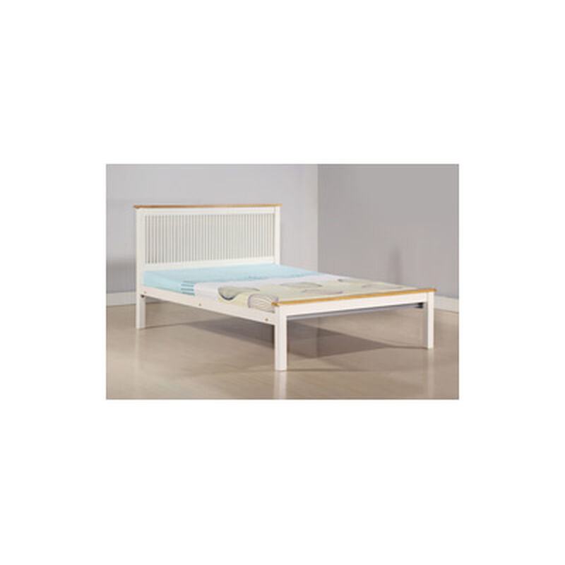 TUBE HOME Q Wood Bedframe Cream White & Oak ALASKA Q-image null