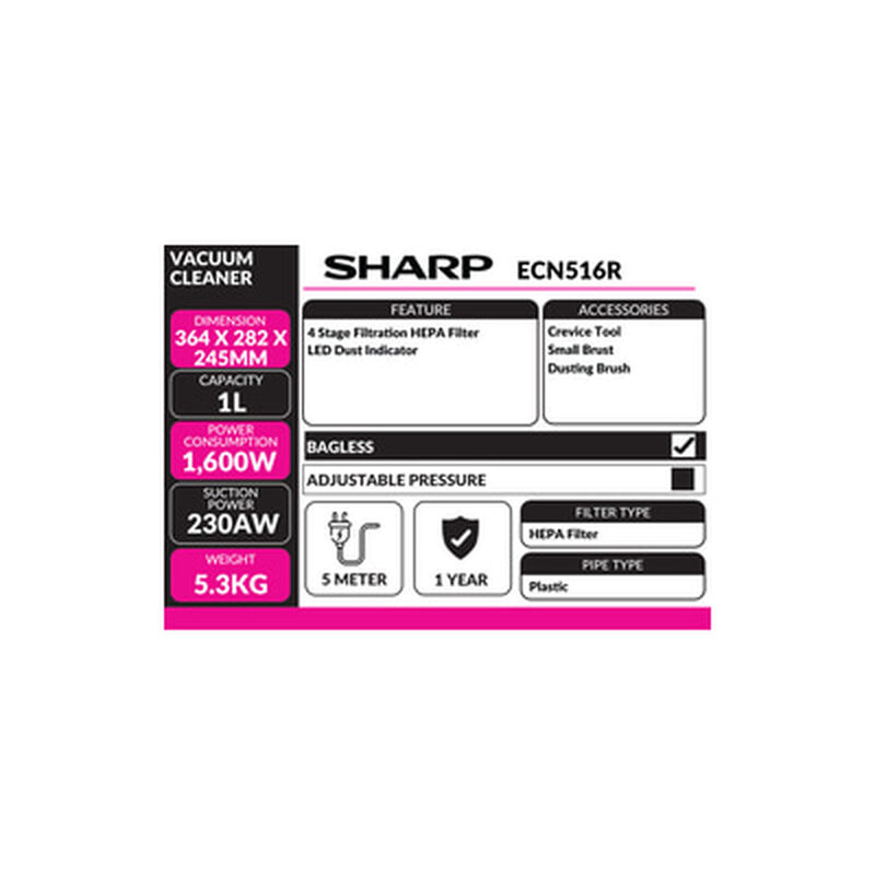 SHARP Vacuum Cleaner ECNS16R-image 4
