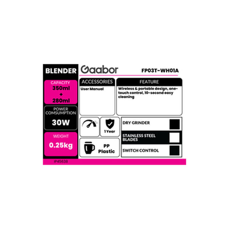GAABOR Personal Blender FP03T-WH01A-image 7