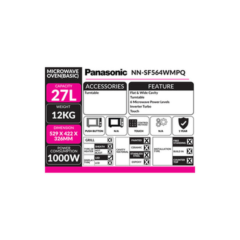PANASONIC Microwave Oven 27l Digital Inverter NN-SF564WMPQ-image 4