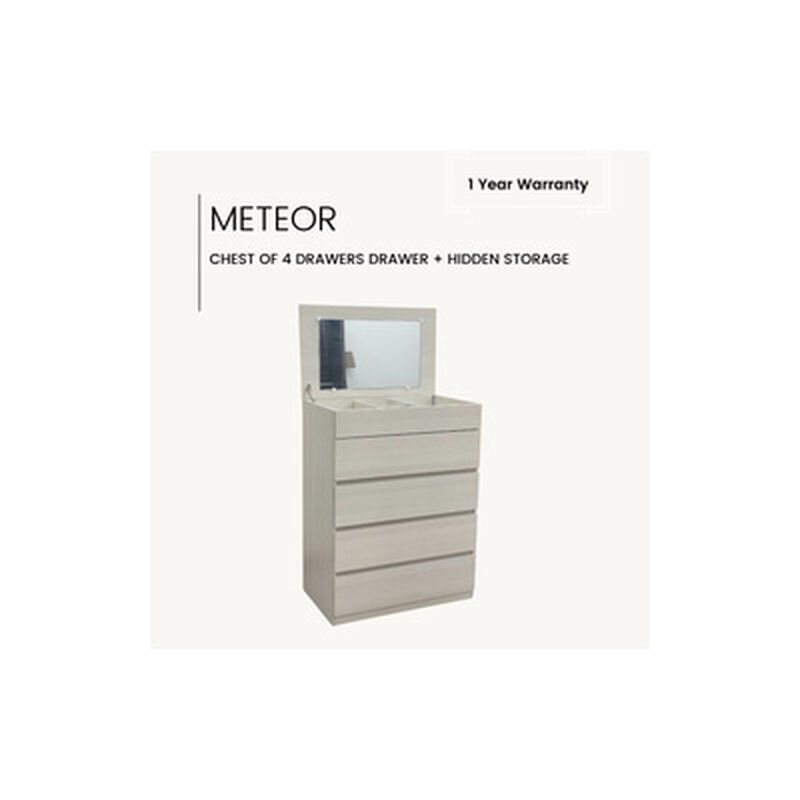 SLEEP CLINIC Chest Of 4 Drawers Melamine Celtic Ash METEOR 4T-image 2