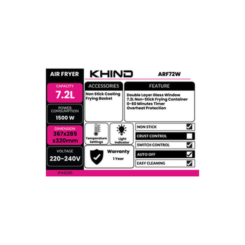 KHIND Air Fryer 7.2l ARF72W-image 4
