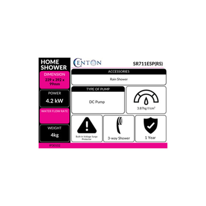 CENTON Home Shower(black) SR711ESP(RS)-image 3