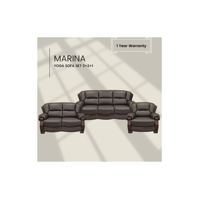 MARINA SOFA 3+2+1 Sofa Set Pvc Dark Wood YOGA