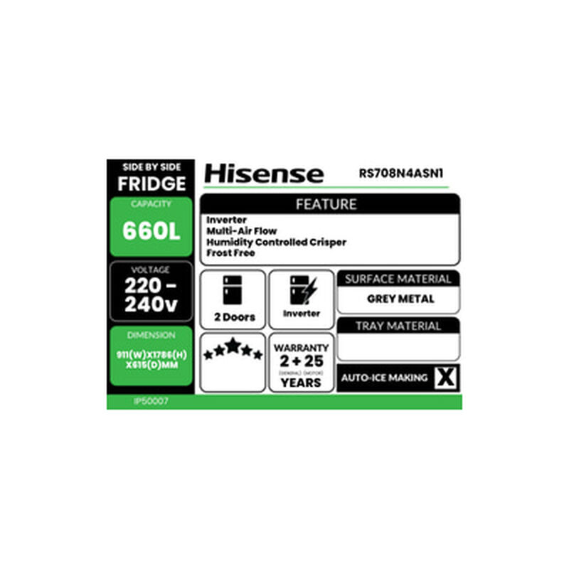 HISENSE Side By Side 660l (grey Metal) RS708N4ASN1-image 5