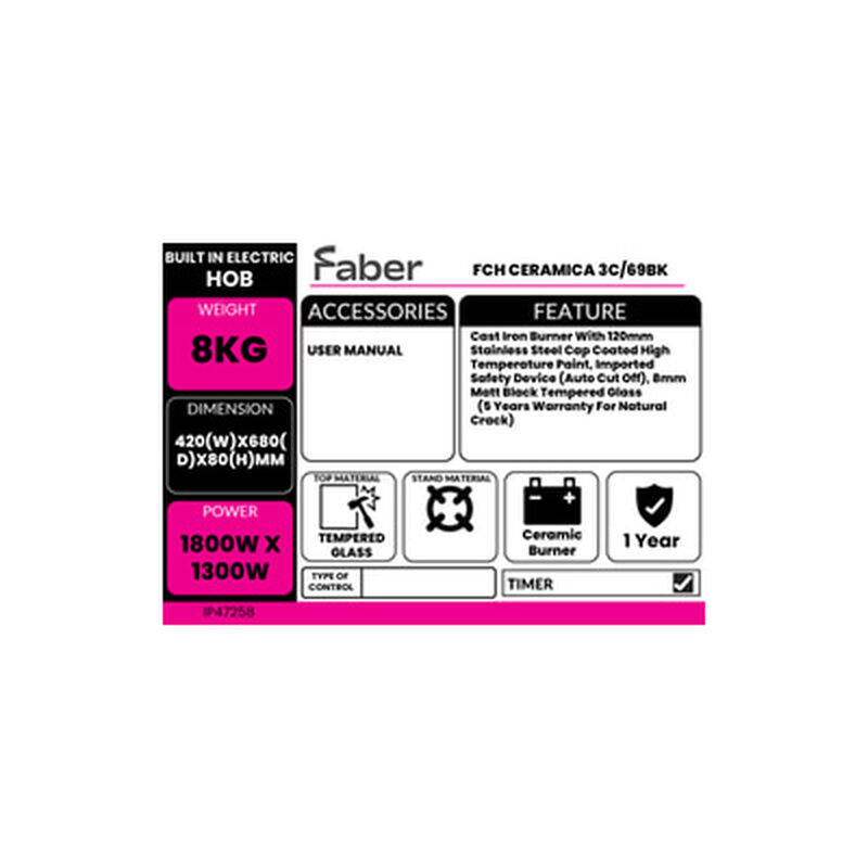FABER Built-in Ceramic Hob FBR-FCH3C/69BK-image 4