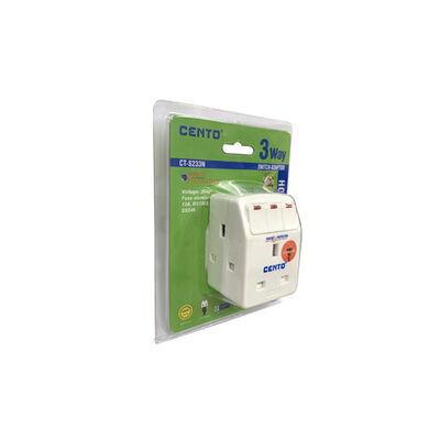 CENTO 3 Way Adaptor W Neon CT3ADT3P3WN