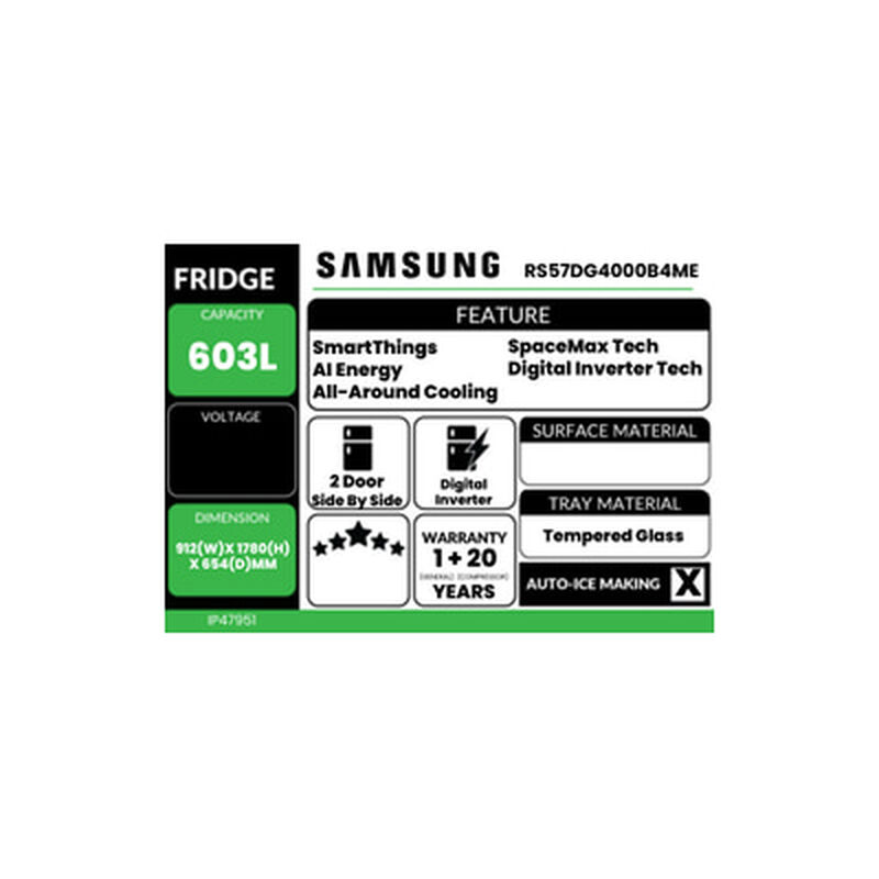 SAMSUNG Side By Side Fridge 603l Gentle Black Matt RS57DG4000B4ME-image 5
