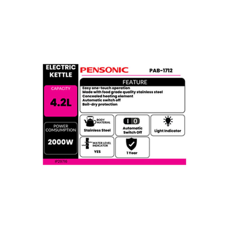PENSONIC Electric Kettle 4.2l PAK-5002-image 2
