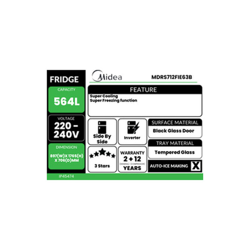 MIDEA Side By Side Fridge 564l Wifi Iot (black) MDRS712FIE63B-image 6
