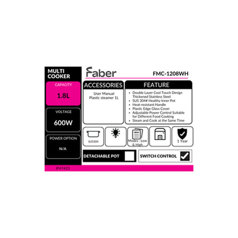 FABER Multi Cooker 1.8l Pine FMC-1208WH-image 9