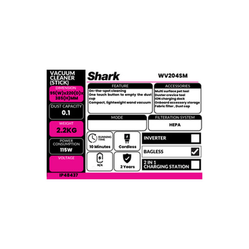 SHARK Handheld Vacuum Cleaner Blavk WV204SM-image 13