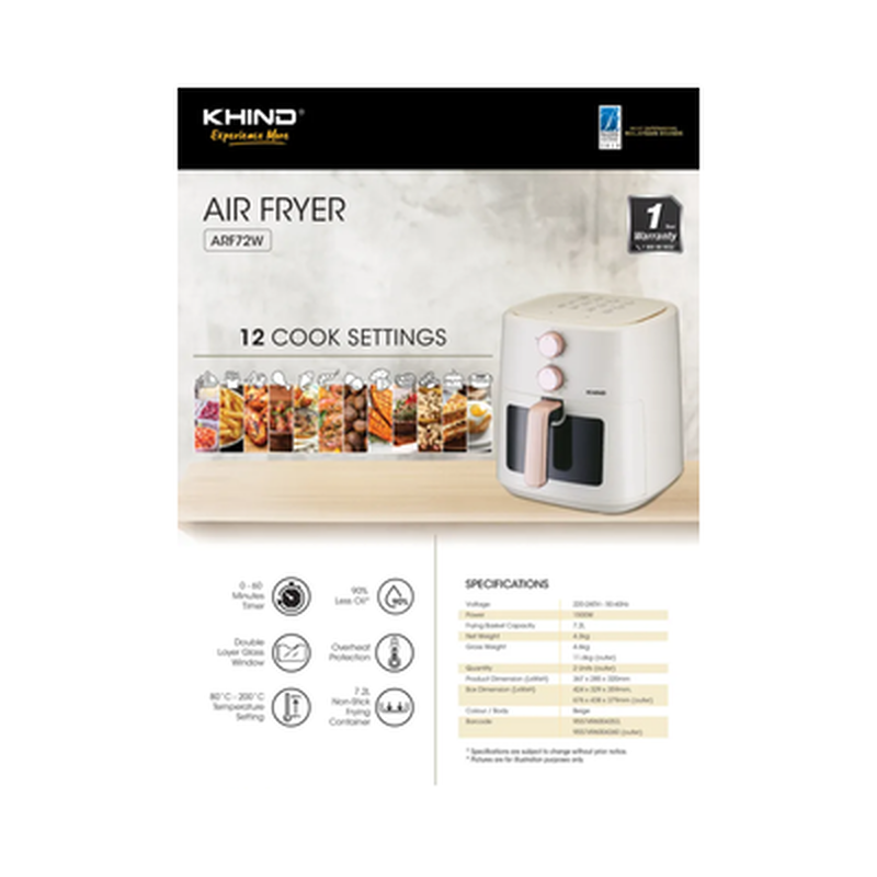 KHIND Air Fryer 7.2l ARF72W-image 3