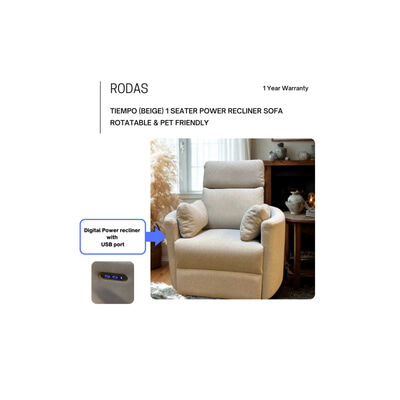 RODAS Cp Power Recliner Sofa TIEMPO (BEIGE)