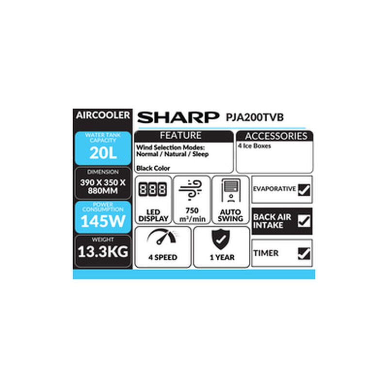 SHARP Air Cooler PJA200TVB-image 3