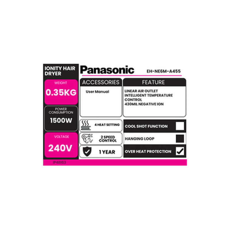 PANASONIC Hair Dryer Ionity EH-NE6M-A455-image 2