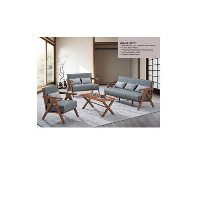YEEGUAN 3+2+1+ct Sofa Leathaire Solid Rubber Wood AYANA (GREY)