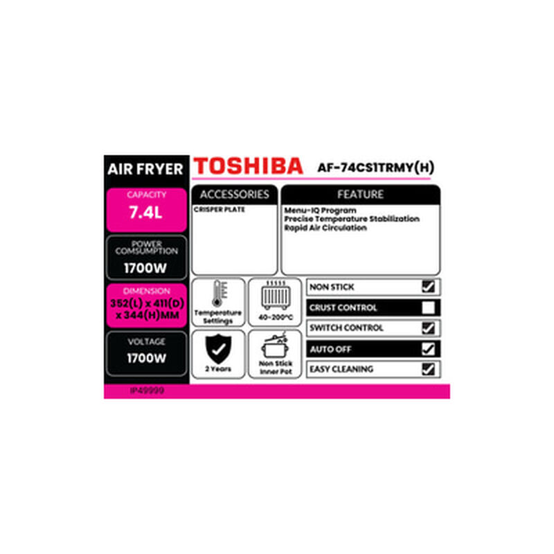 TOSHIBA Air Fryer 7.4l Digital AF-74CS1TRMY(H)-image 3