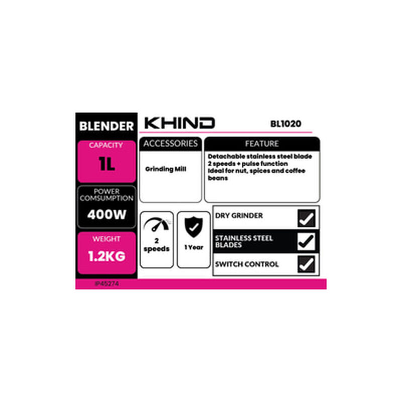 KHIND Blender 1l BL1020-image 5