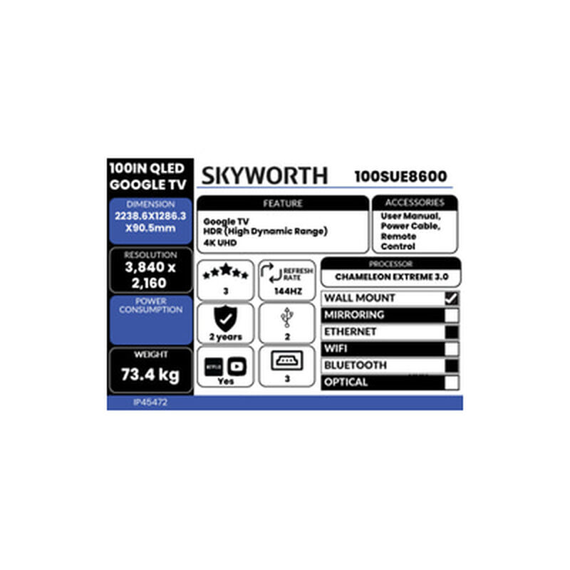 SKYWORTH 100in Qled Google Tv 100SUE8600-image 5