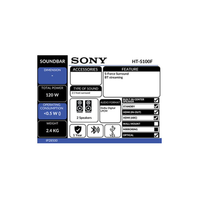 SONY Sound Bar HT-S100F-image 2
